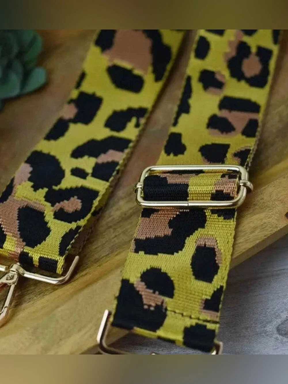 NWT Yellow Leopard Print Adjustable Guitar Bag Strap
